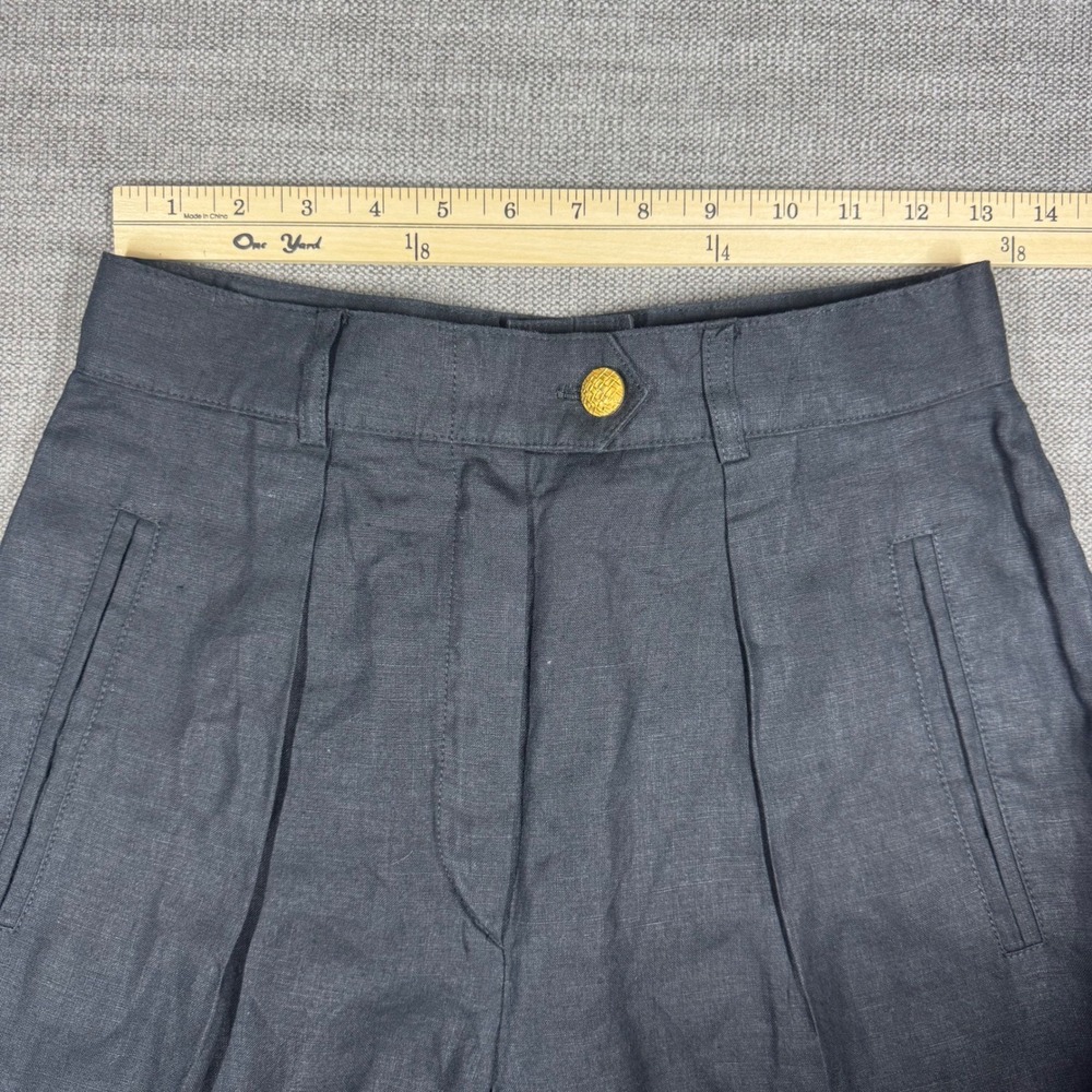 Vintage Escada Margaretha Ley Black Linen Pleated High Waist Trousers Pants 36 - Picture 4 of 10